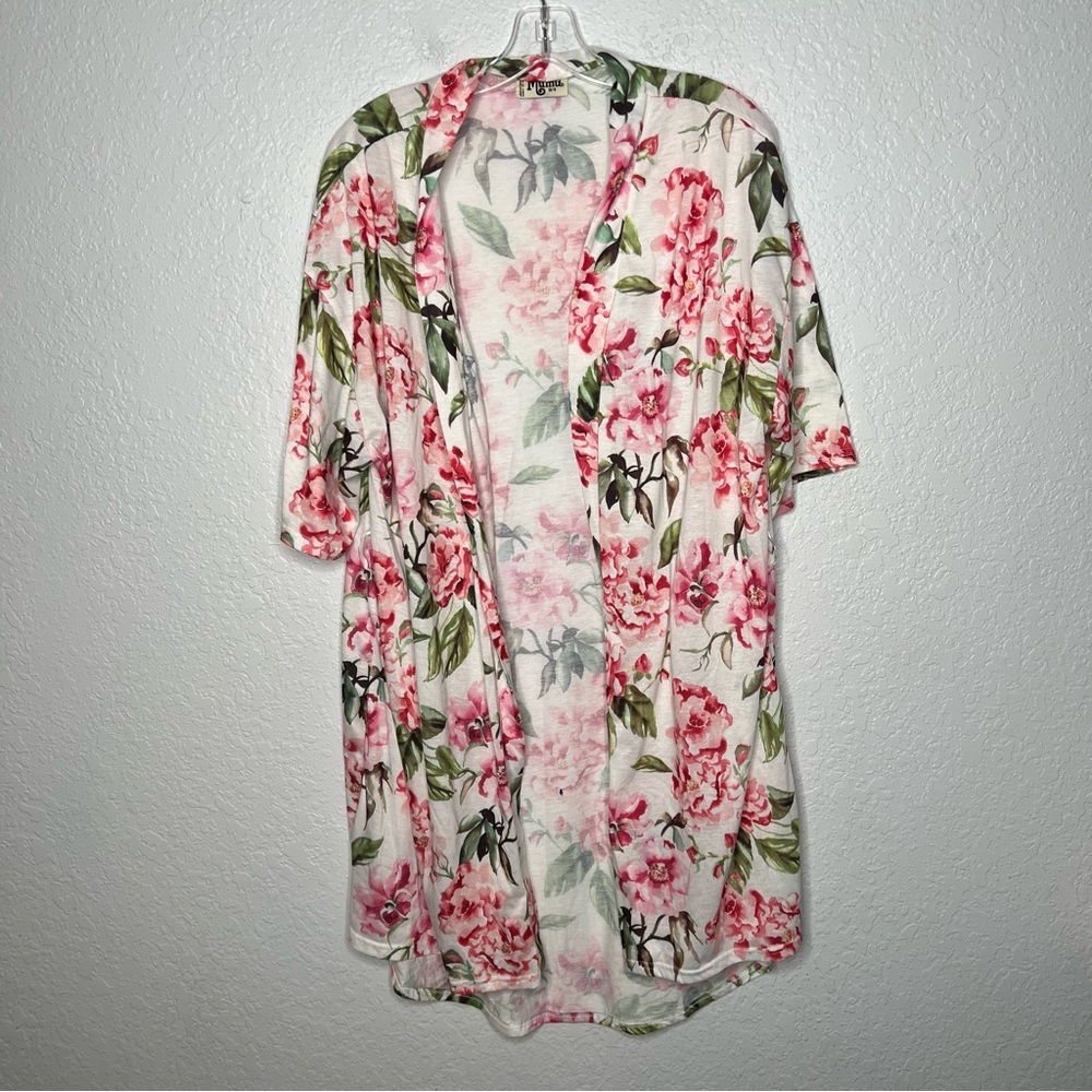 Show Me Your Mumu Brie Robe Garden of Blooms One Size Kimono Pink Floral EUC